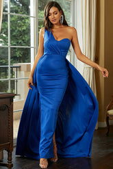 Königsblaues Abendkleid mit One-Shoulder-Träger